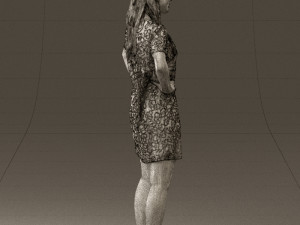 woman in leopard dress 0612 3d print ready 3D Baskı Modeli