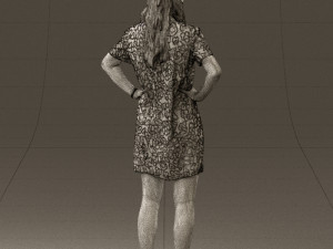 woman in leopard dress 0612 3d print ready 3D Baskı Modeli