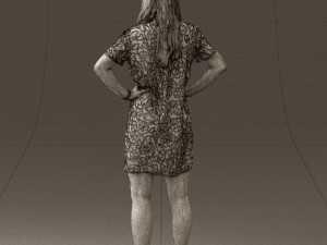 woman in leopard dress 0612 3d print ready 3D Baskı Modeli
