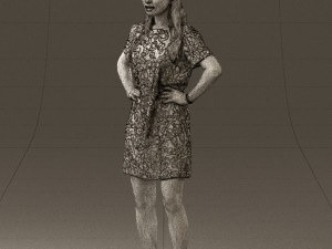 woman in leopard dress 0612 3d print ready 3D Baskı Modeli