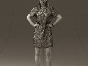 woman in leopard dress 0612 3d print ready 3D Baskı Modeli