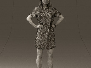 woman in leopard dress 0612 3d print ready 3D Baskı Modeli