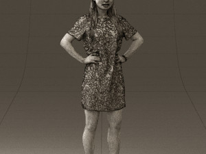 woman in leopard dress 0612 3d print ready 3D Baskı Modeli