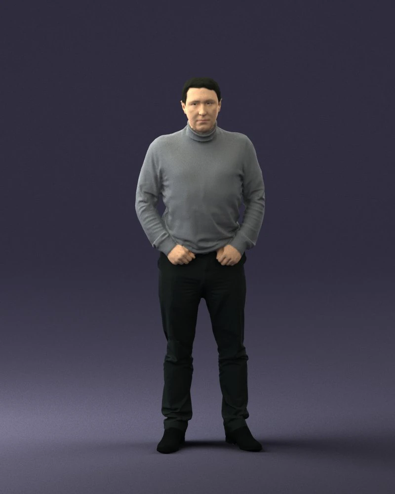 man in gray sweater 0615 3D Model .c4d .max .obj .3ds .fbx .stl .blend
