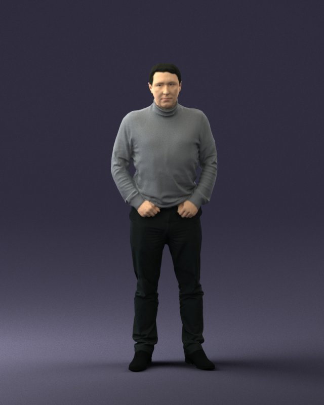man in gray sweater 0615 3d print ready 3D Print Model .c4d .max .obj .3ds .fbx .stl .blend 