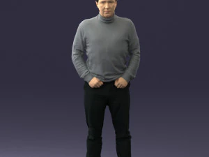 hombre con su&eacute;ter gris 0615 listo para imprimir en 3d Modelo de impresión 3D