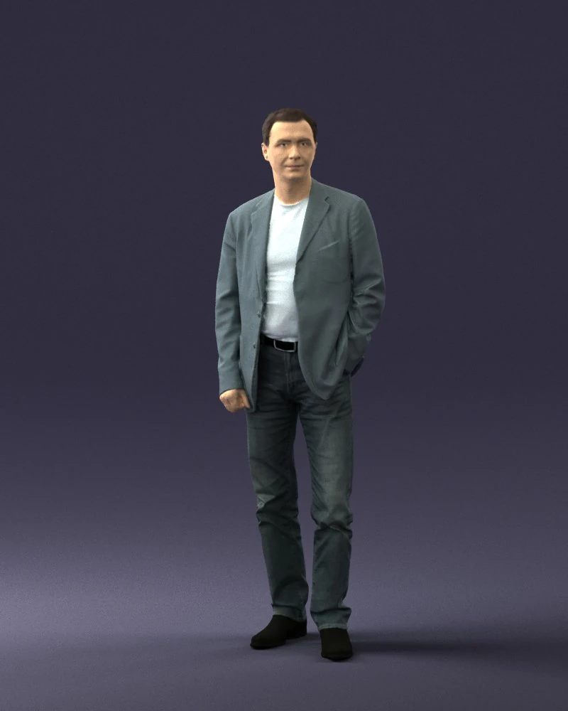 guy gray blazer and jeans 0616 3D Model .c4d .max .obj .3ds .fbx .stl .blend 