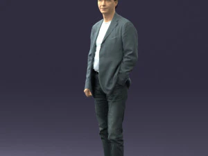 guy gray blazer and jeans 0616 3D Model