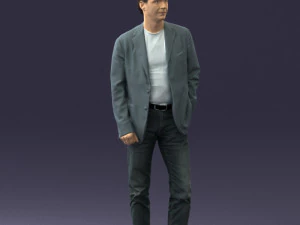 guy gray blazer and jeans 0616 3D Model