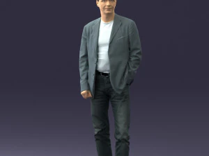 guy gray blazer and jeans 0616 3D Model