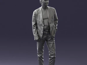 guy gray blazer and jeans 0616 3D Model