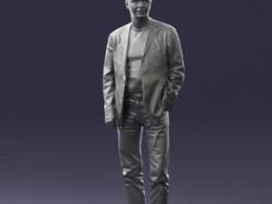 guy gray blazer and jeans 0616 3D Model
