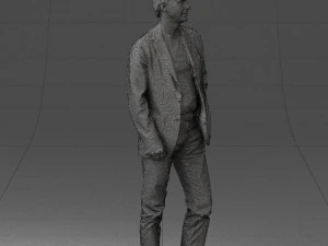 guy gray blazer and jeans 0616 3D Model