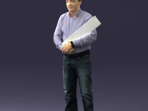 man holding sign 0621 3D Model