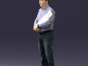 man holding sign 0621 3D Model