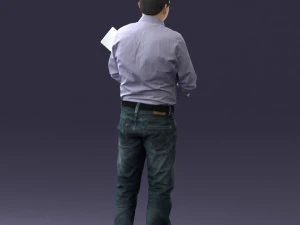 man holding sign 0621 3D Model