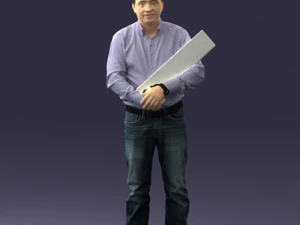 man holding sign 0621 3D Model