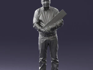 man holding sign 0621 3D Model