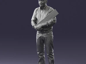man holding sign 0621 3D Model