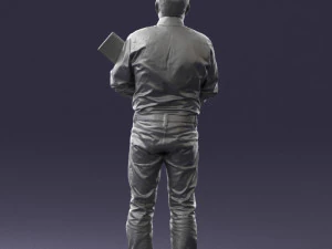 man holding sign 0621 3D Model