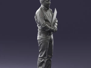 man holding sign 0621 3D Model