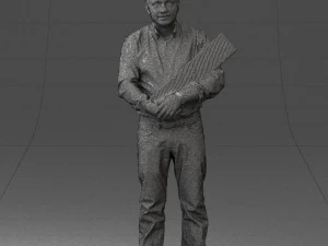 man holding sign 0621 3D Model