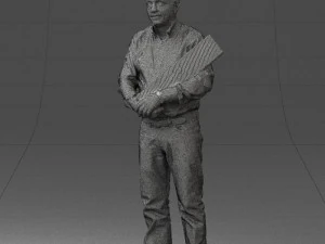 man holding sign 0621 3D Model