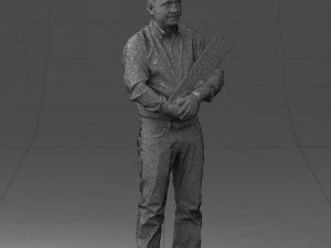 man holding sign 0621 3D Model