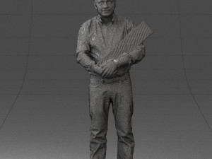 man holding sign 0621 Model 3D