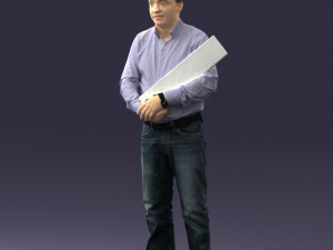man holding sign 0621 3d print ready 3D-Druckmodell