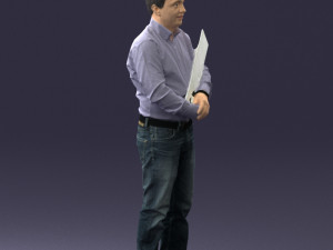 man holding sign 0621 3d print ready 3D-Druckmodell