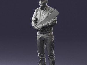 man holding sign 0621 3d print ready 3D-Druckmodell