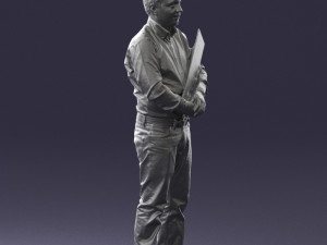 man holding sign 0621 3d print ready 3D-Druckmodell