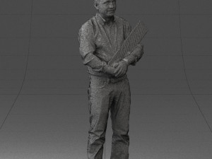 man holding sign 0621 3d print ready 3D-Druckmodell