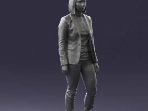 girl in blue jacket 0623 3d prit ready 3D 打印模型