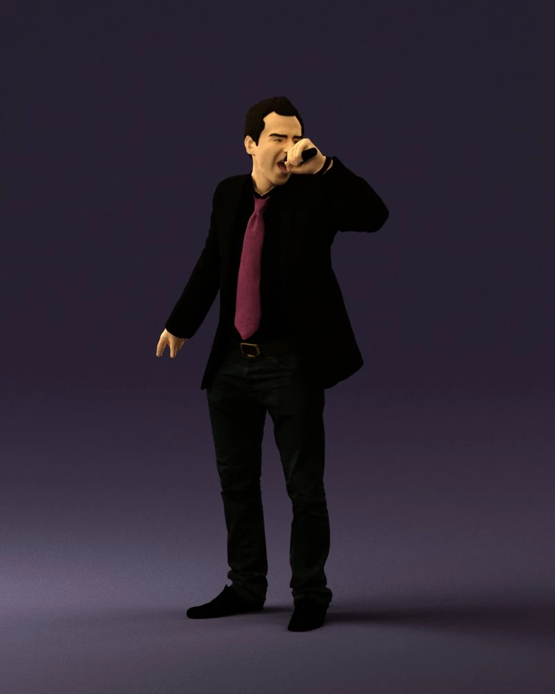 man singing in microphone 0624 3D Model .c4d .max .obj .3ds .fbx .stl .blend