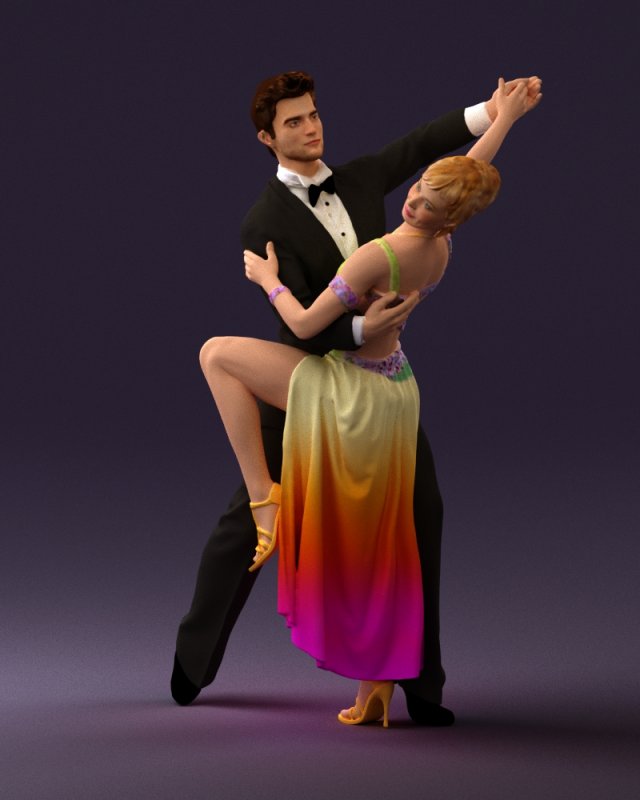woman and man dancing 0626 3D Model .c4d .max .obj .3ds .fbx .stl .blend 