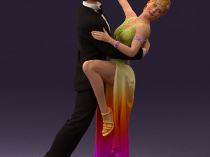 woman and man dancing 0626 3D Model
