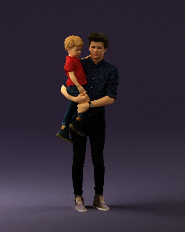 man with kid in the arms 0626 3D Модель .c4d .max .obj .3ds .fbx .stl .blend 