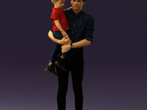 man with kid in the arms 0626 3D Model