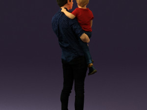 man with kid in the arms 0626 3D Модель