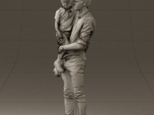 man with kid in the arms 0626 3D Модель