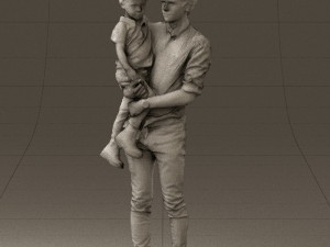 man with kid in the arms 0626 3D Модель
