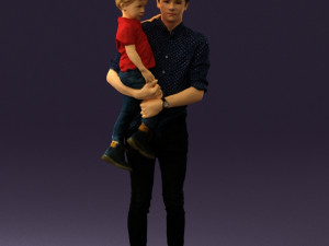 man with kid in the arms 0626 3d print ready 3D Print Model