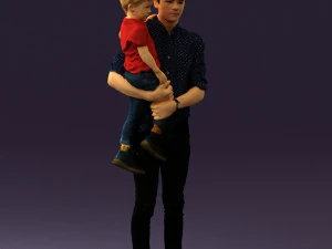 Mann mit Kind im Arm 0626 3D-Druck bereit 3D Druckmodell