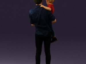 man with kid in the arms 0626 3d print ready 3D Print Model