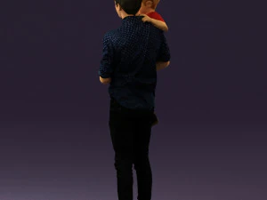 Mann mit Kind im Arm 0626 3D-Druck bereit 3D Druckmodell