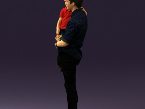 man with kid in the arms 0626 3d print ready 3D Print Model