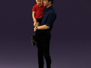 man with kid in the arms 0626 3d print ready 3D Print Model