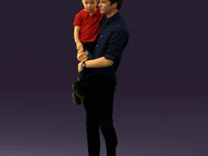 Mann mit Kind im Arm 0626 3D-Druck bereit 3D Druckmodell